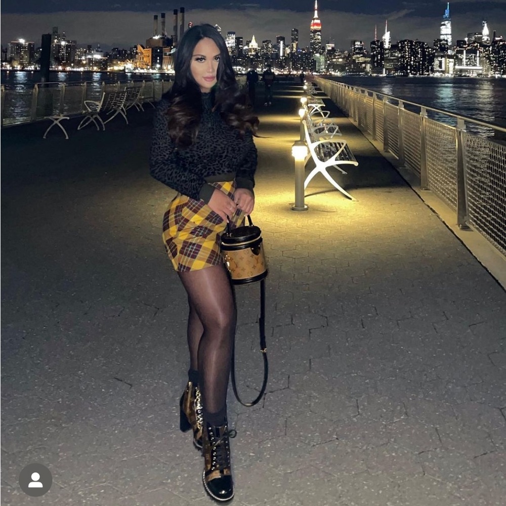 ZARA M yellow tartan skirt